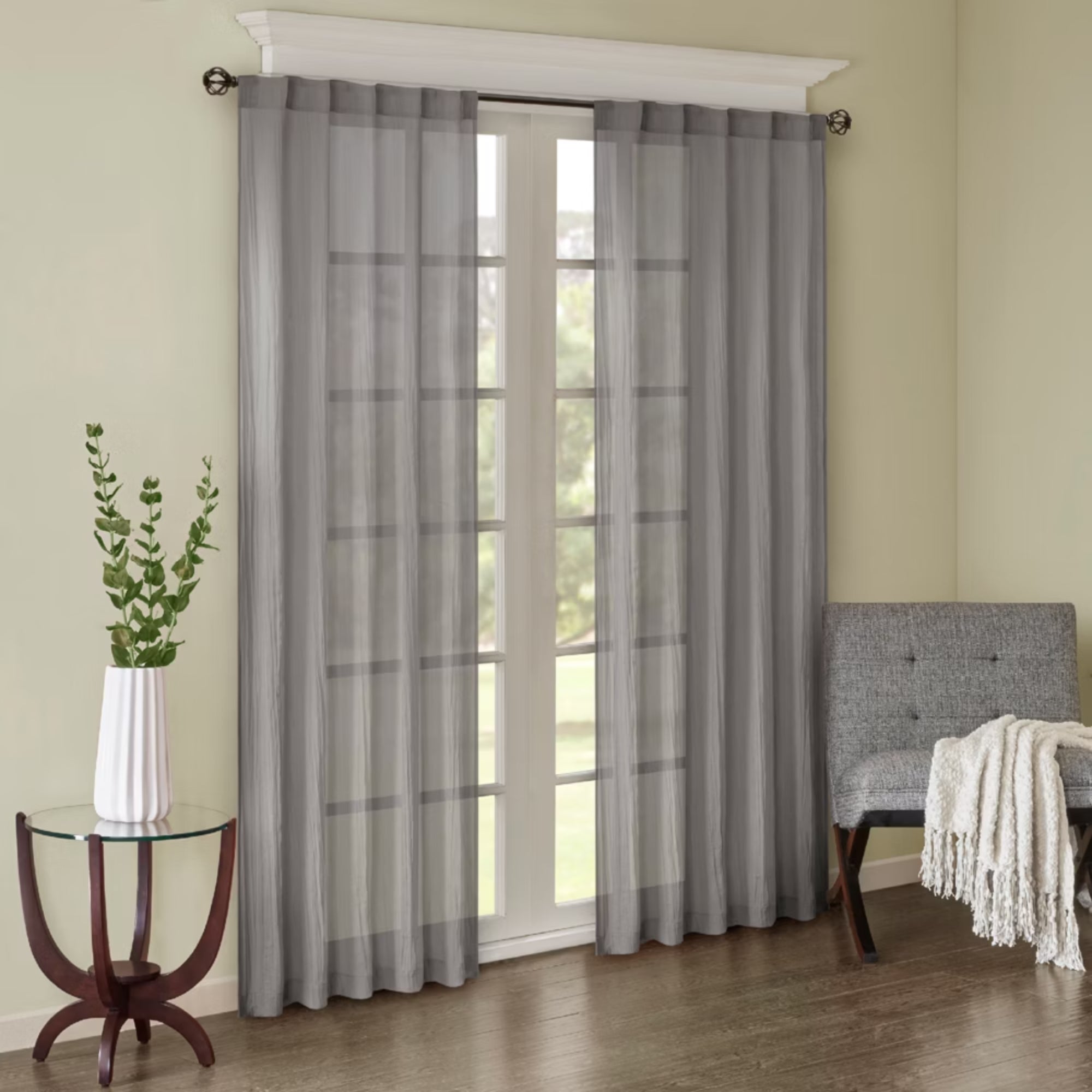 Madison Park Harper Solid Crushed Window Panel Pair – 42" x 95", Gray