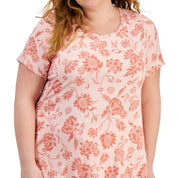 JM Collection Plus Size Floral Print Short-Sleeve Top – Rose Tint Combo, Size - 1X
