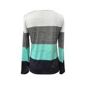 Colorblock Stripe Print Square Neck T-Shirt, Medium - Multicolor