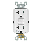Leviton 20 Amp SmartlockPro Self-Test Slim GFCI Outlet with Audible Trip Alert, White