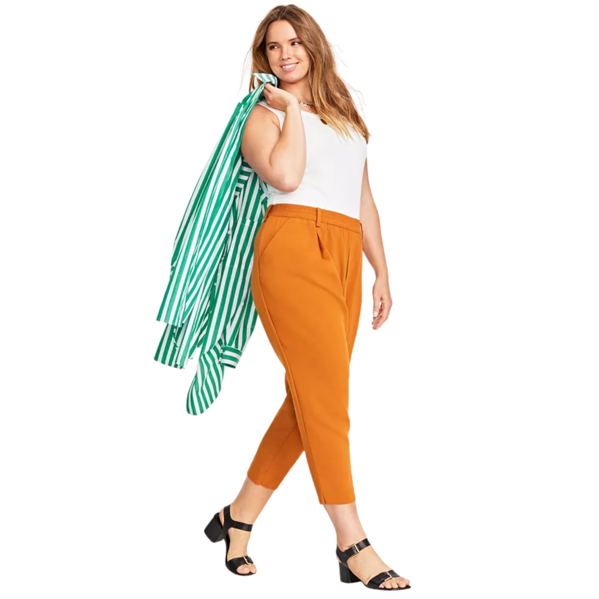 On 34th Plus Size Solid Double-Weave Ankle Pants – Pecan Roast, Size 0X