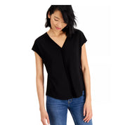 Bar III Women's Seamed V-Neck Top – Black, Size - M
