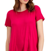 JM Collection Women's Satin-Trim Knit Short-Sleeve Top – Large