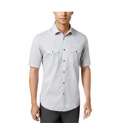 Alfani Men’s Shirt Bundle – Light Gray Short Sleeve + Purple Slim Fit Geo Dress Shirt – 2-Pack - Size Small