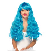 2-Pack Bundle – Wavy Long Synthetic Fiber Wigs – White & Neon Blue, 26"
