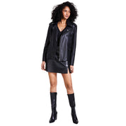 Bar III Women's Faux-Leather Jacket – Deep Black, X Large