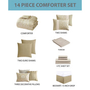 Hallmart Collectibles Caroline 14-Pc. Comforter Set, Queen - Gold