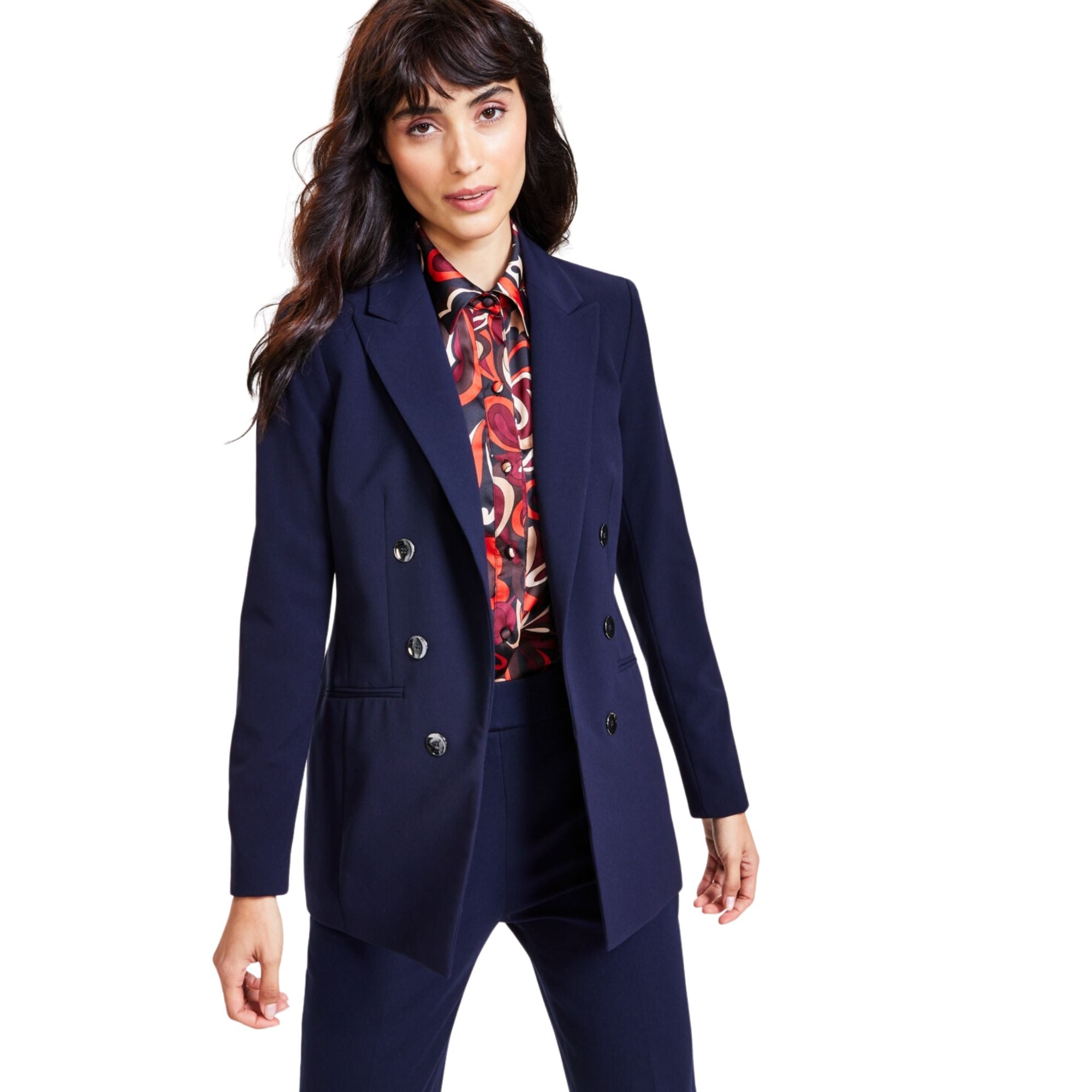 Bar III Women's Faux Double-Breasted Boyfriend Jacket – Bar Navy, Large