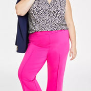 On 34th Trendy Plus Size Ponte Kick-Flare Ankle Pants - Jazzy Pink 1X