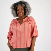 Style & Co Plus Size Woven Split-Neck Top - Sea Coral - 2X