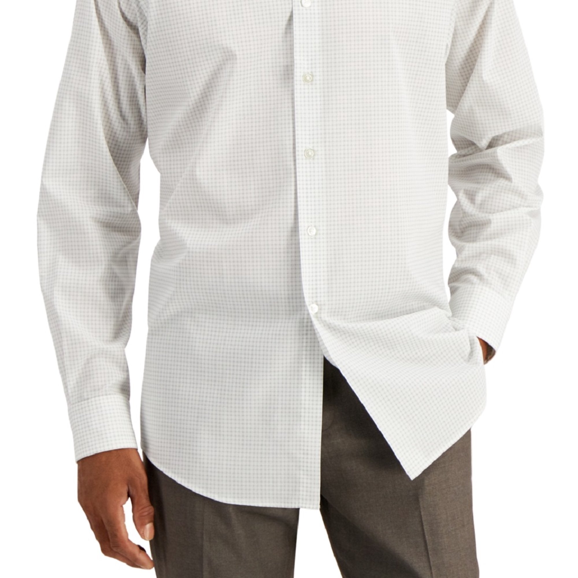 Club Room Men's Regular Fit Button-Down Dress Shirt, Gray, Size - Medium