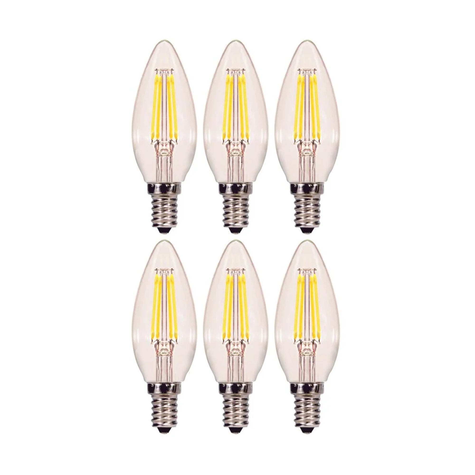 Satco 4.5 Watt B11 LED Light Bulb Candelabra Base 2700K 6-Pack