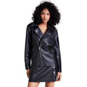 Bar III Women's Faux-Leather Jacket – Deep Black, XXS