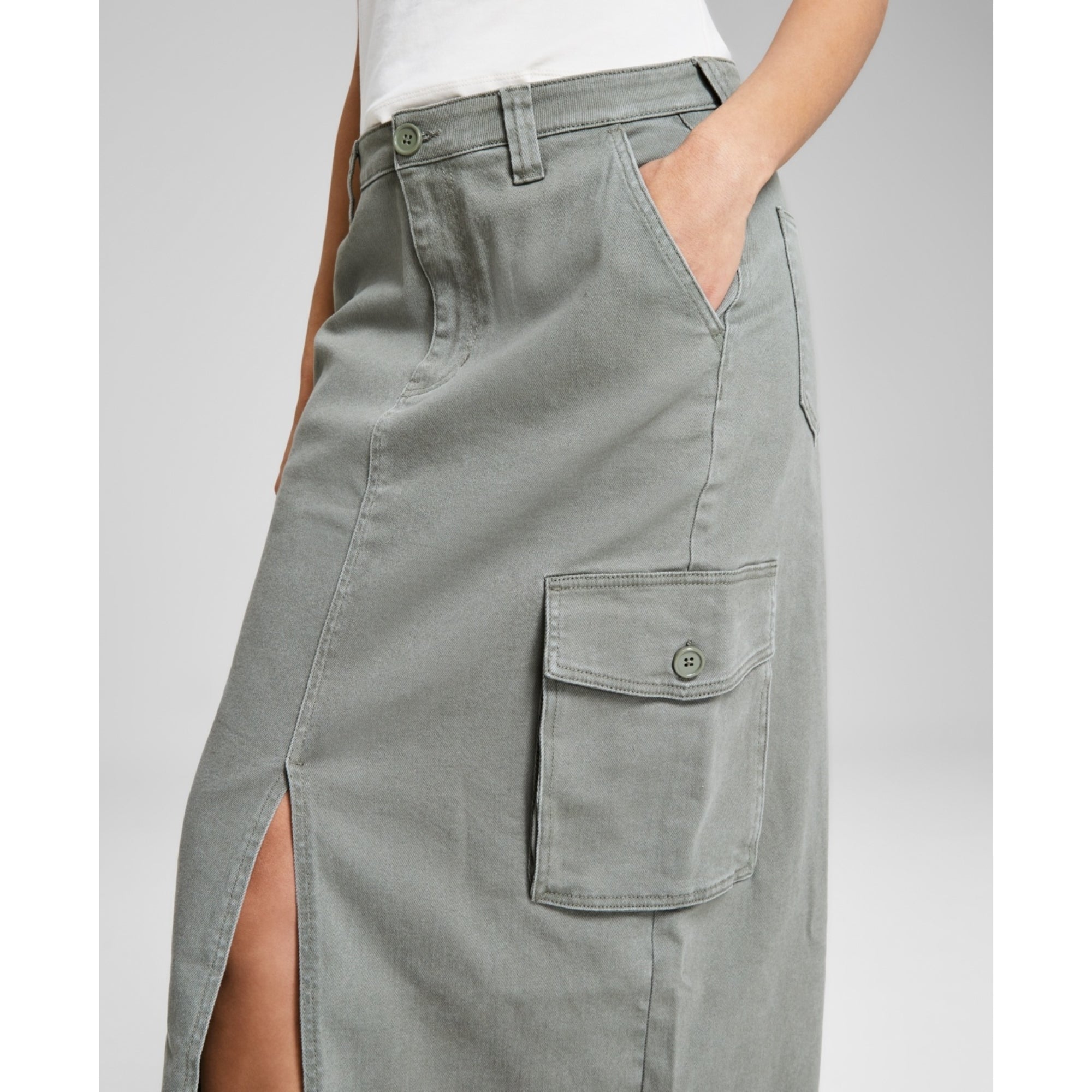 And Now This Women's Cargo Maxi Skirt – Crushed Oregano, Green Size - 0