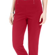 JM Collection Studded Pull-On Tummy Control Pants – Real Red, Regular & Short Lengths, L