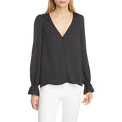 Joie Women's Bolona Silk Blouse, Caviar Black, Size Medium