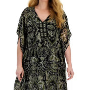 JM Collection Women's Short-Sleeve Printed Embellished Caftan Dress – XL