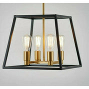 Artika Carter 4-Light Black & Gold Modern Industrial Cage Chandelier