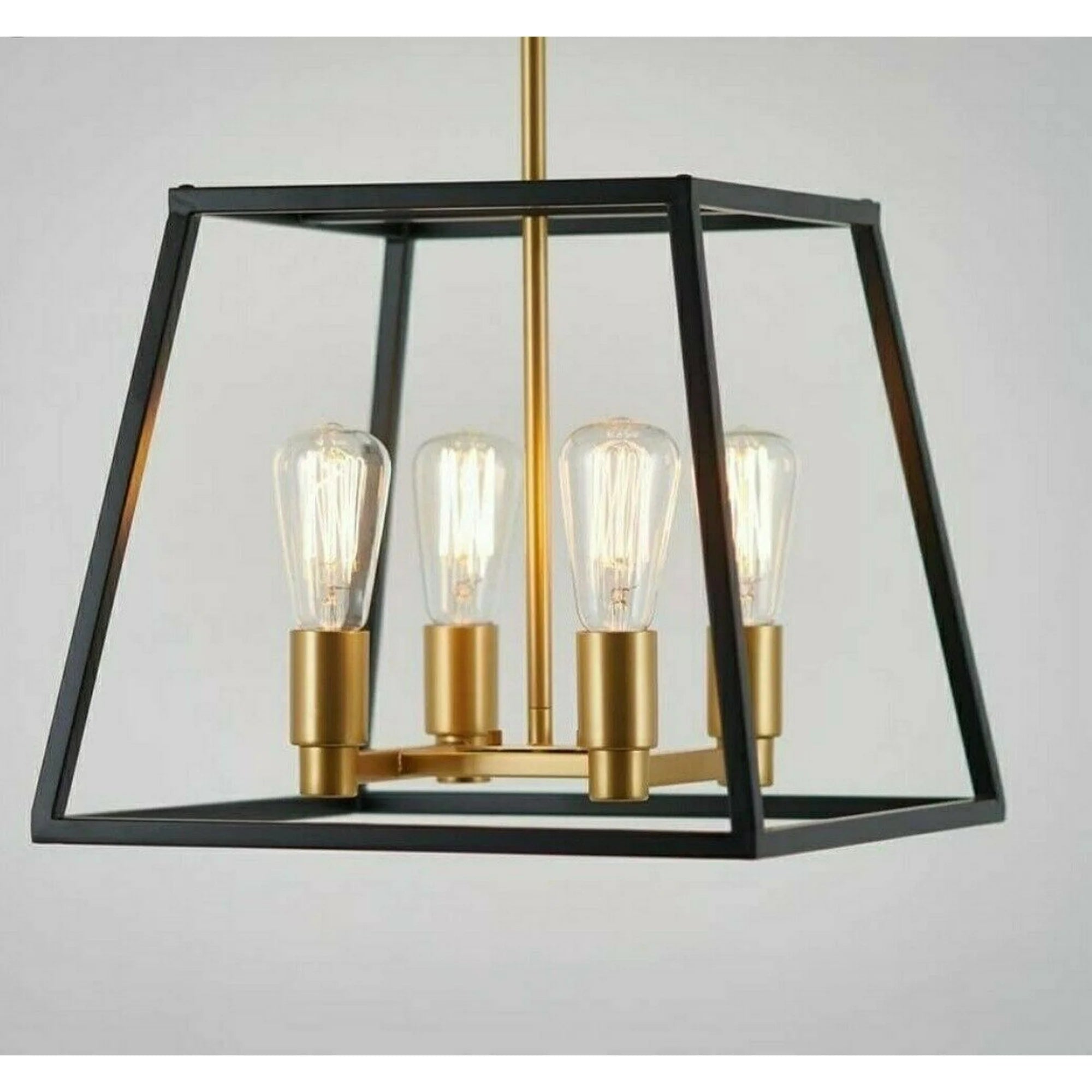 Artika Carter 4-Light Black & Gold Modern Industrial Cage Chandelier