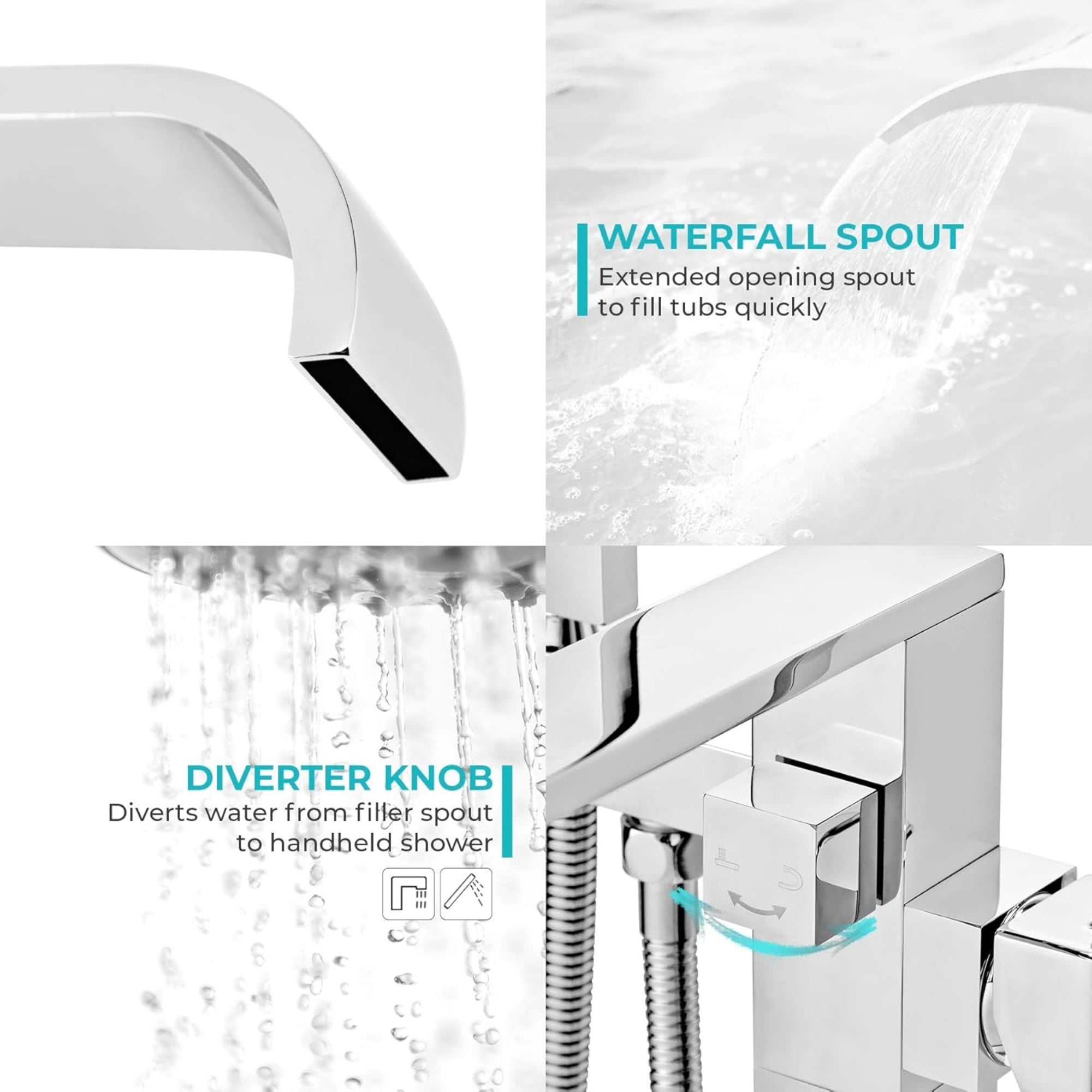 1-Handle Freestanding Floor Mount Roman Tub Faucet Hand Shower
