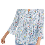 Style & Co Petite Floral Printed Pintuck Pleated Top – Shannon Dusk, Petite XS