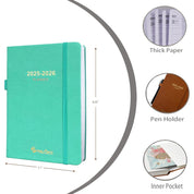PHLIFOSS Daily Planner 2025–2026 – One Page Per Day Academic Calendar, 5.7" x 8.25", Pocket Organizer - Lake Green