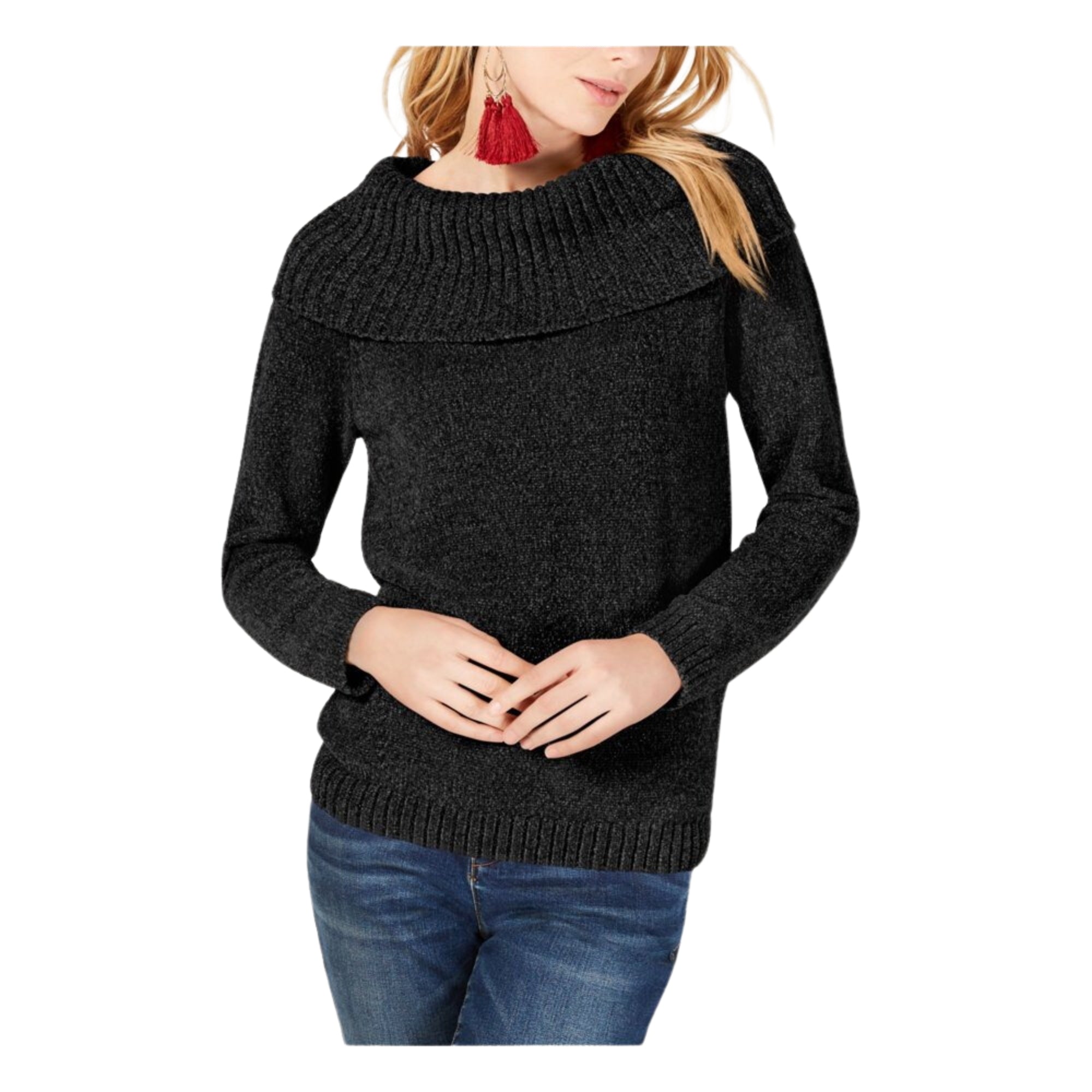 INC $89 Womens New Black Crew Neck Long Sleeve Casual Sweater XXL B+B