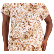 JM Collection Plus Size Bloom Print Short-Sleeve Top – Lilac Sky Combo, Size - 2X