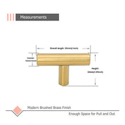 LONTAN Gold T Bar Drawer Knobs – Brushed Brass Cabinet Hardware, 2" Overall