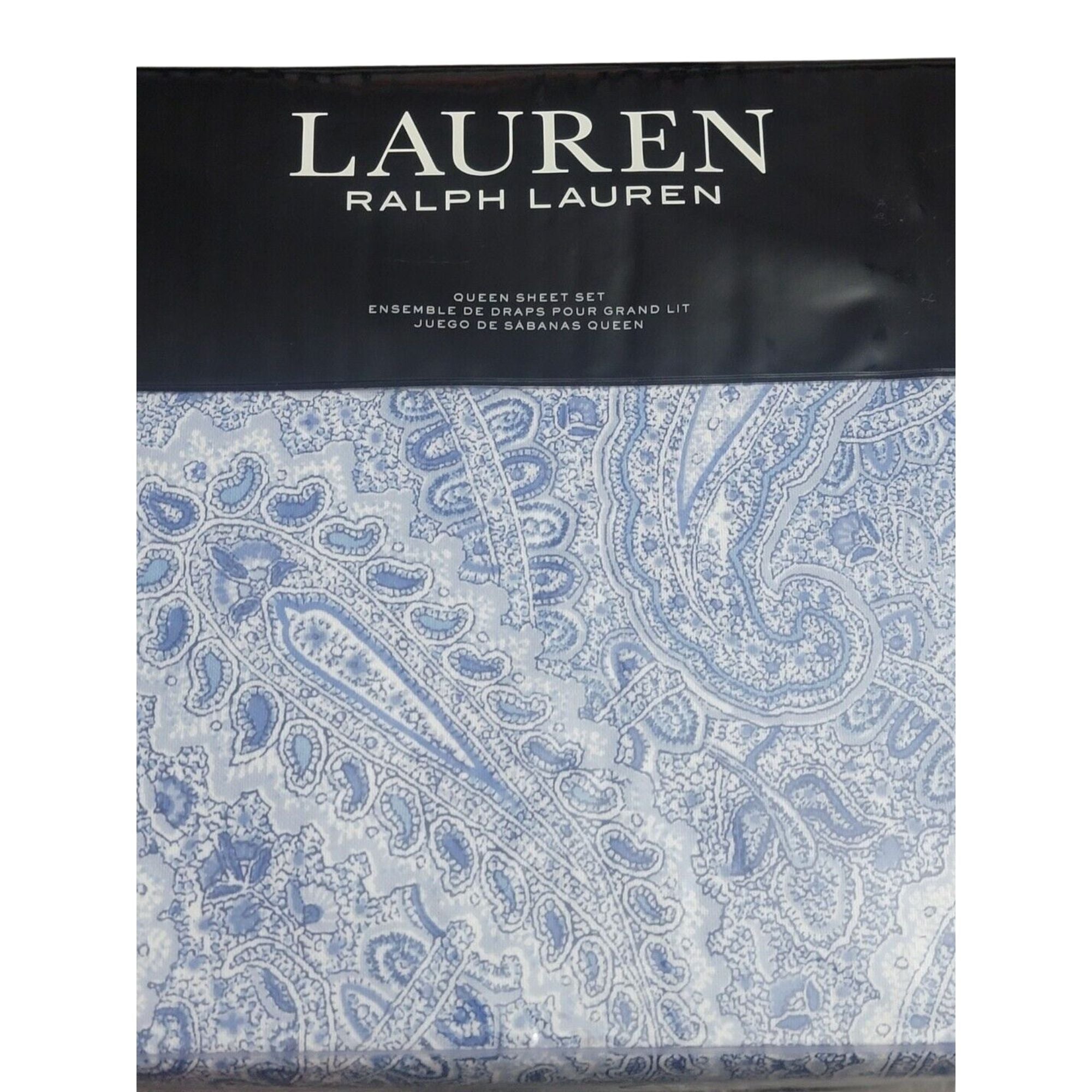 Lauren Ralph Lauren Bantry Paisley Flannel Sheet Set – Queen – Blue