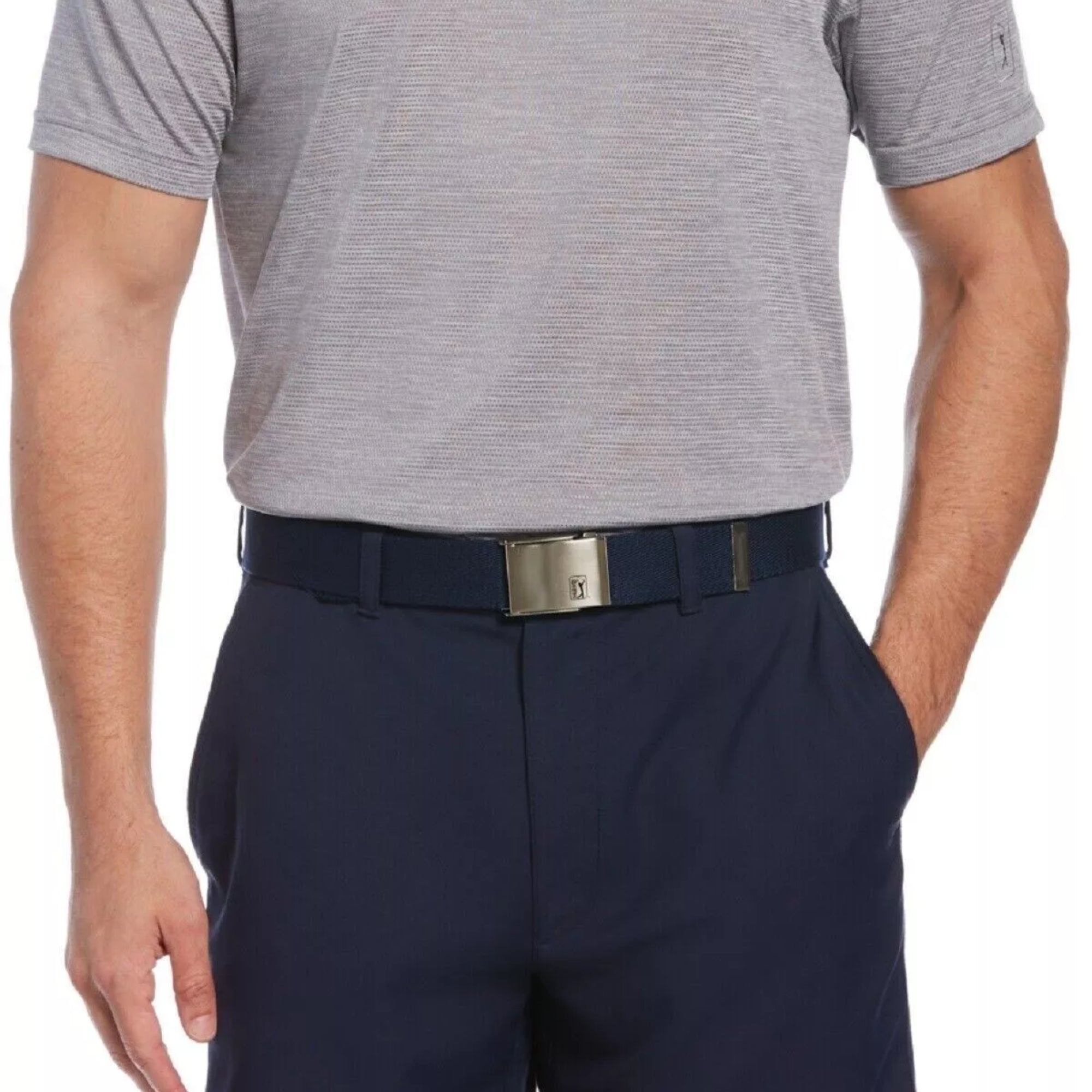 PGA Tour Mens Dyed Performance Golf Polo Shirt Gray Small