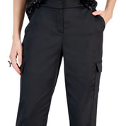 Bar III Women's Satin Cargo-Pocket Ankle Pants – Black, Size - 16