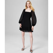 2-Pack Bundle – And Now This Smocked Puff-Sleeve Mini Dresses – Black & Malaga – Size Small