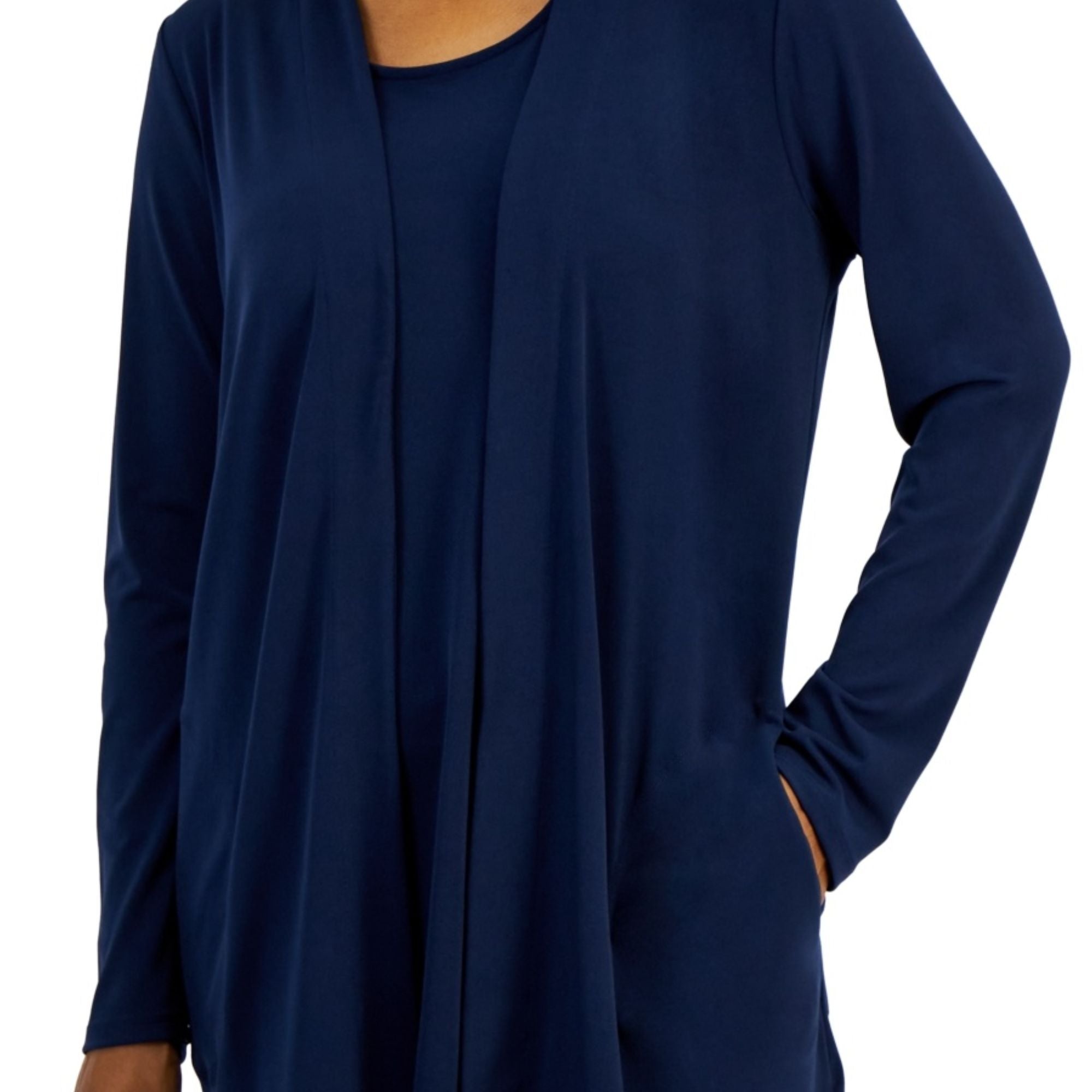 JM Collection Women's Open Front Knit Cardigan – Intrepid Blue XL