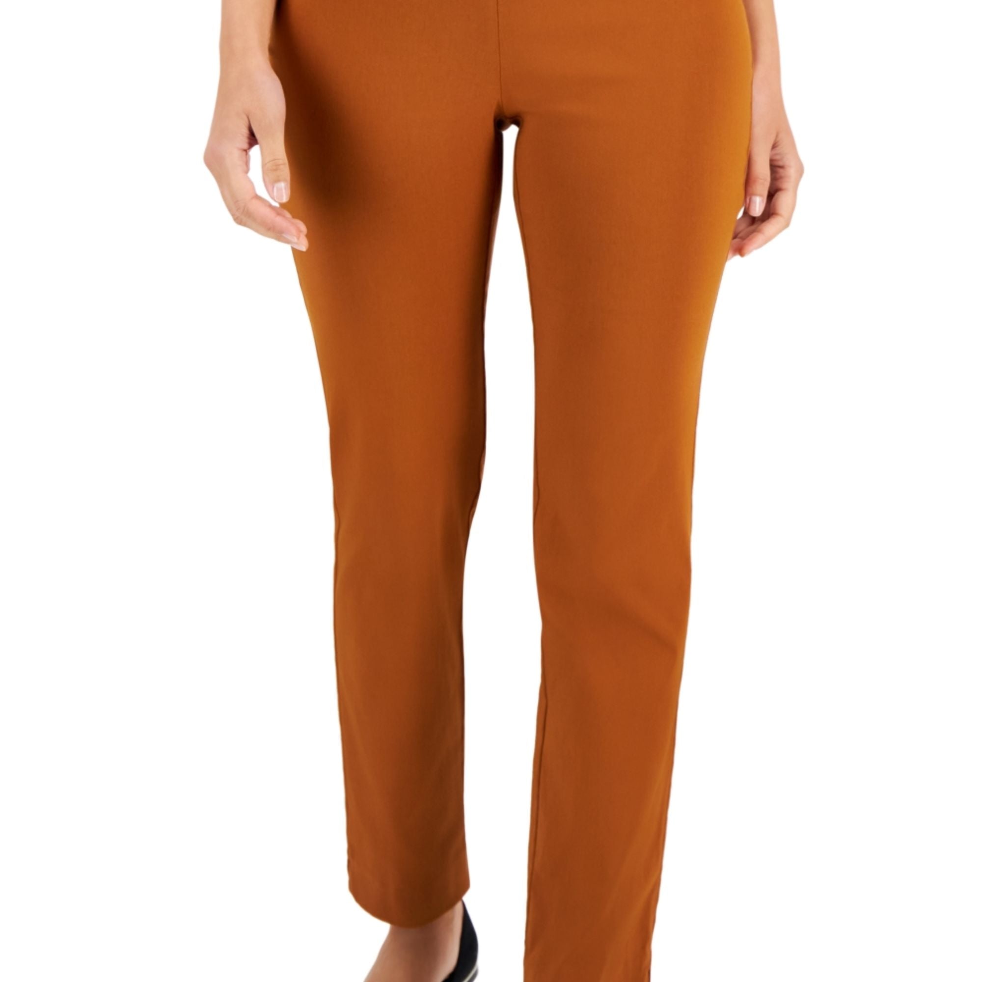 JM Collection Cambridge Woven Pull-On Pants – Caramel Café, Size XL