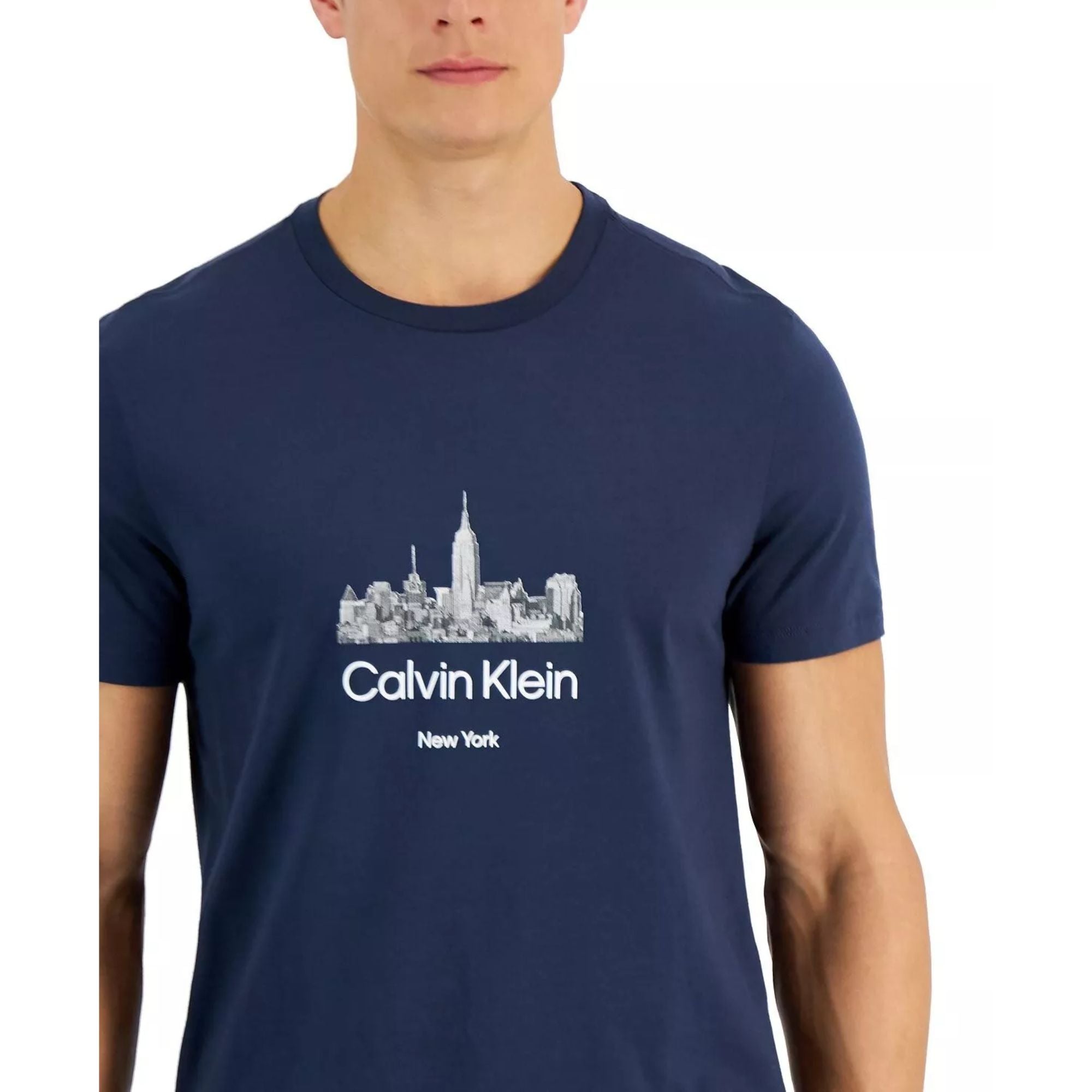 Calvin Klein Mens Cotton Graphic T-Shirt, Blue - Medium
