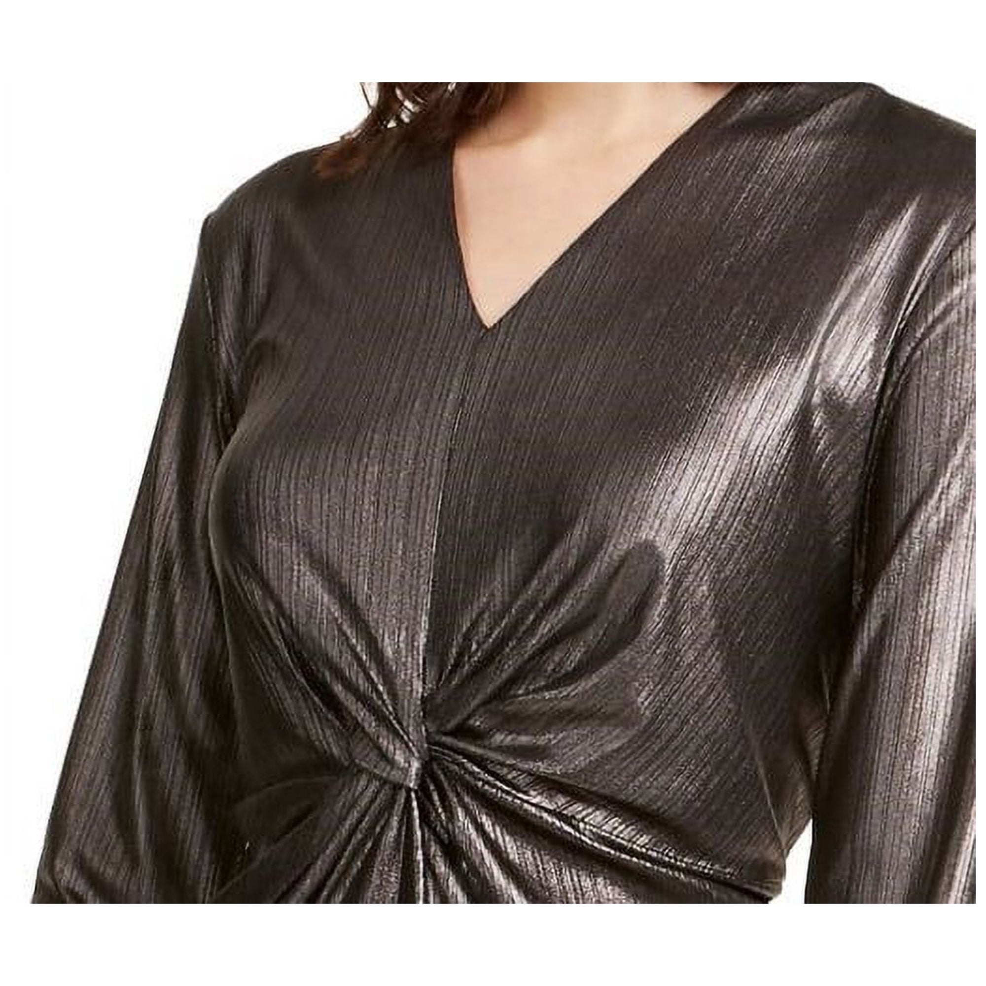 ALFANI Women's Black 3/4 Sleeve V-Neck Blouse - Size Small