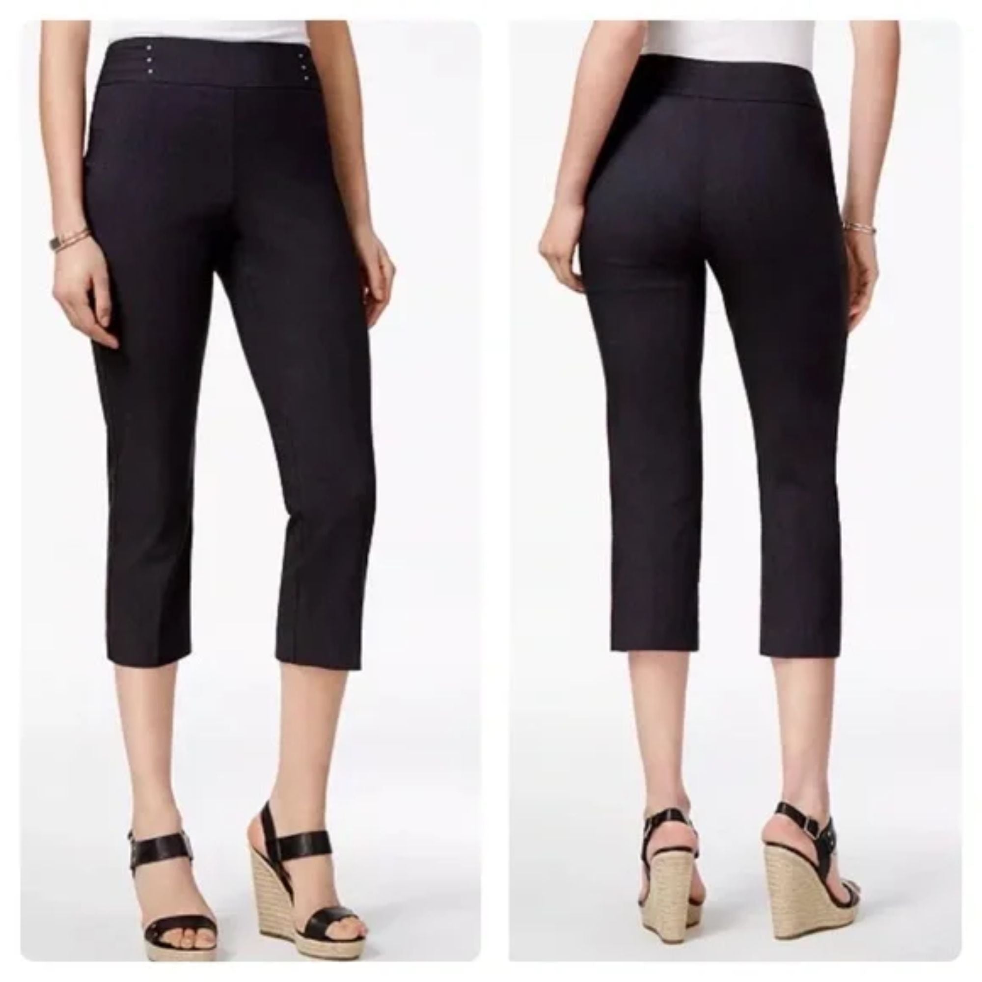 JM Collection Women's Tummy Control Stretch Capri Jeans – Navy, Size XL