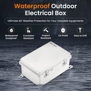 QILIPSU IP67 Waterproof Outdoor Junction Box with Hinged Cover & Mounting Plate – ABS Plastic Project Box, 11.54"x8.39"x5.12"