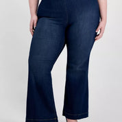 I.N.C. International Concepts Plus Size Pull-On Flare-Leg Denim Jeans – Dark Indigo, Size 14W