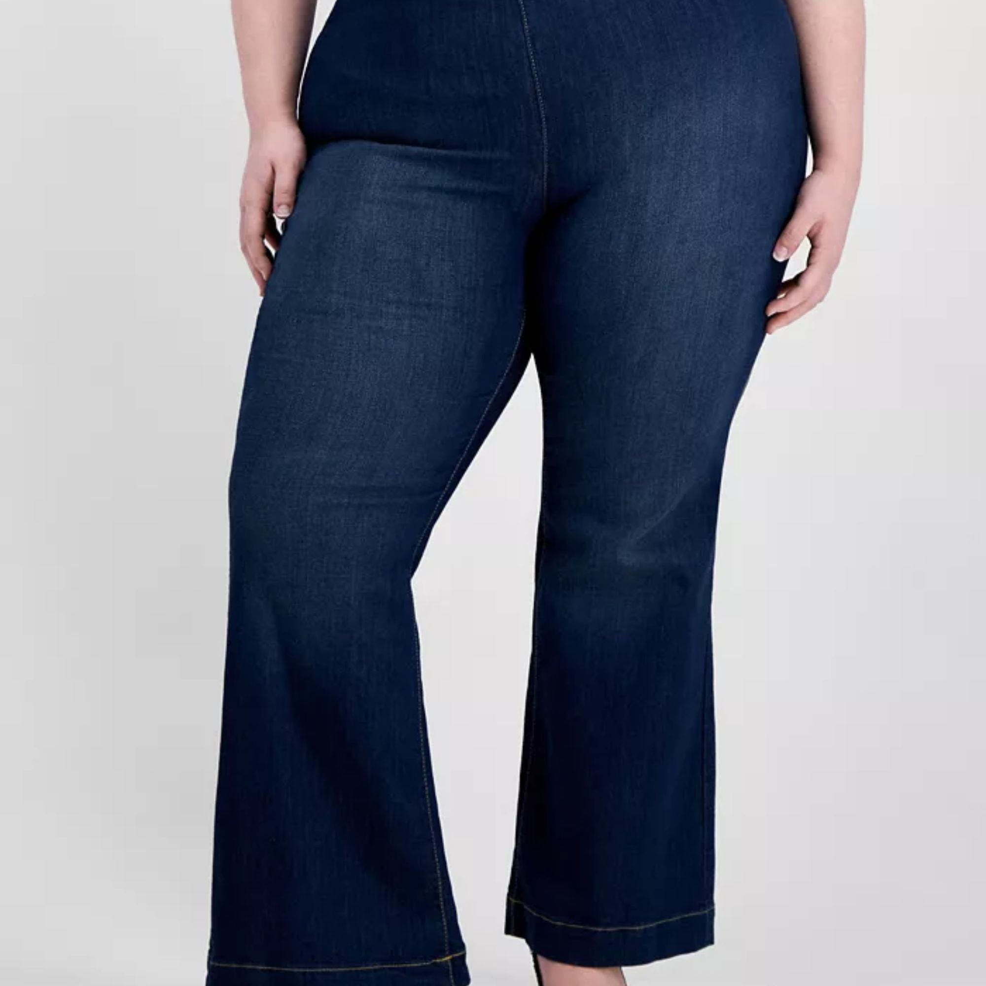 I.N.C. International Concepts Plus Size Pull-On Flare-Leg Denim Jeans – Dark Indigo, Size 14W