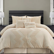 Stratford Park Galatea Tufted Embroidery 7-Pc. Comforter Set, King - Beige