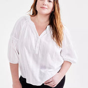 Style & Co Plus Size Woven Split-Neck Top - Shiitake - Size 3X