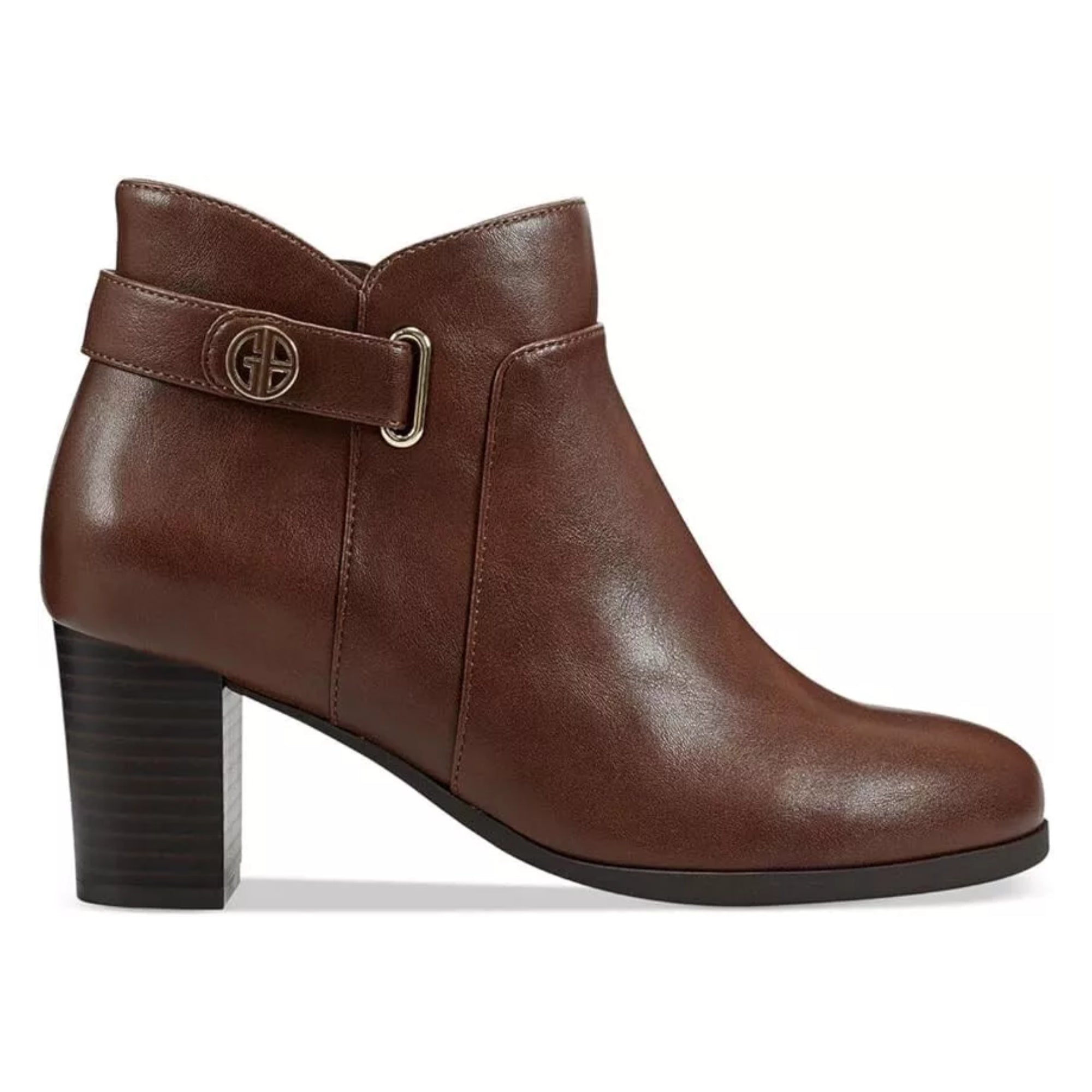 Giani Bernini Artemyss Memory Foam Block-Heel Booties – Brown, Size 10.5M