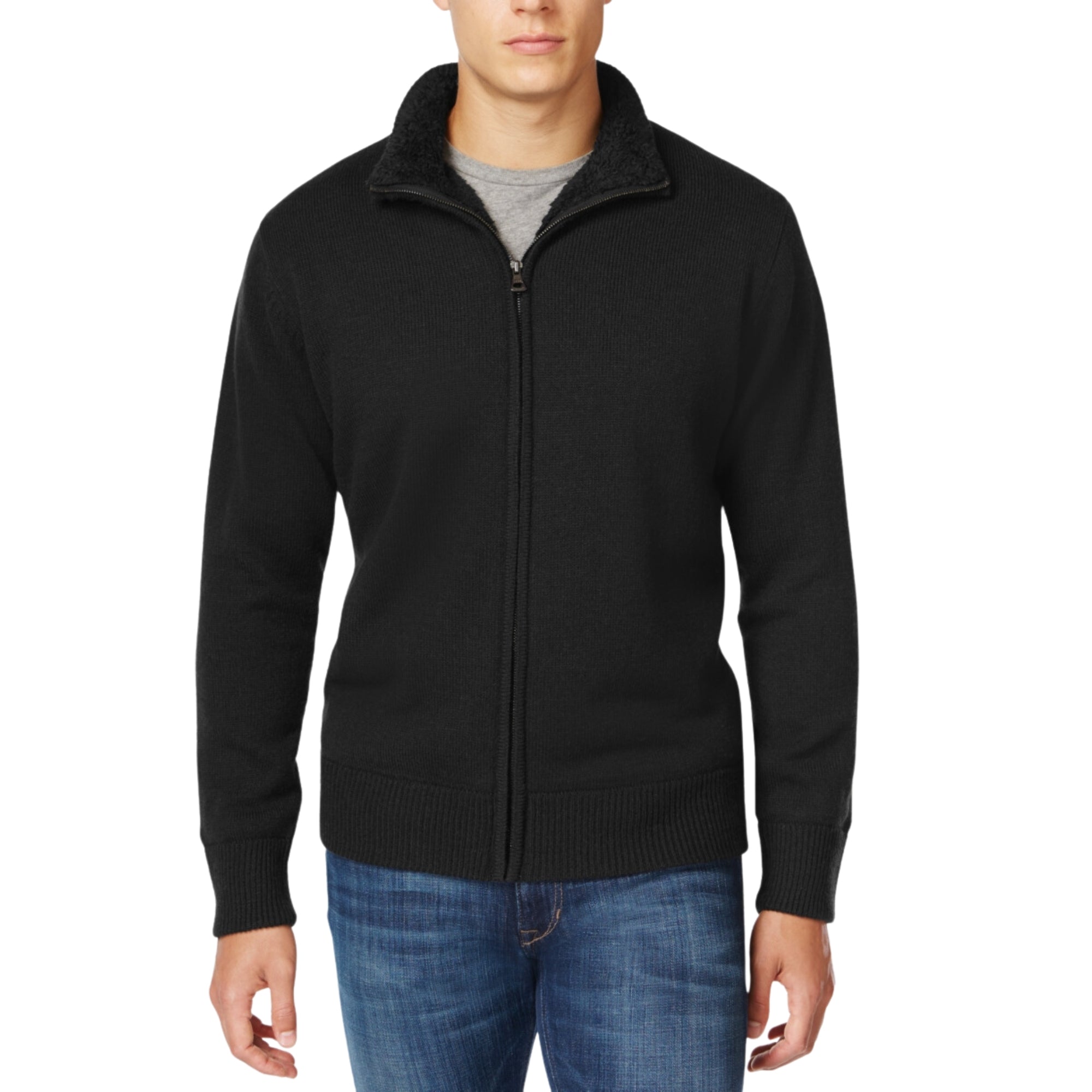 Weatherproof Vintage 1948 Men's Sherpa Sweater Jacket, Black - Size M