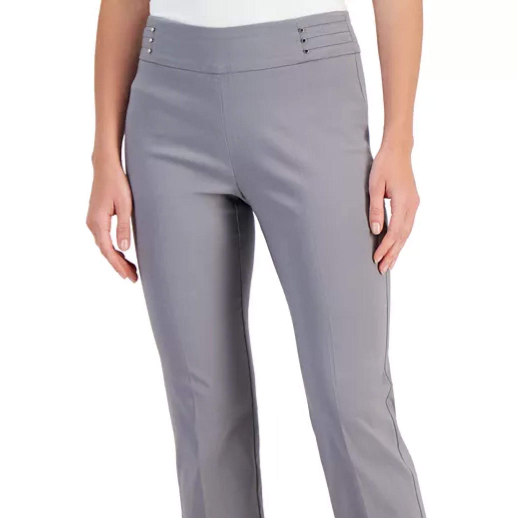 JM Collection Petite Rivet-Detail Capri Pants – Lunar Grey, Petite XS