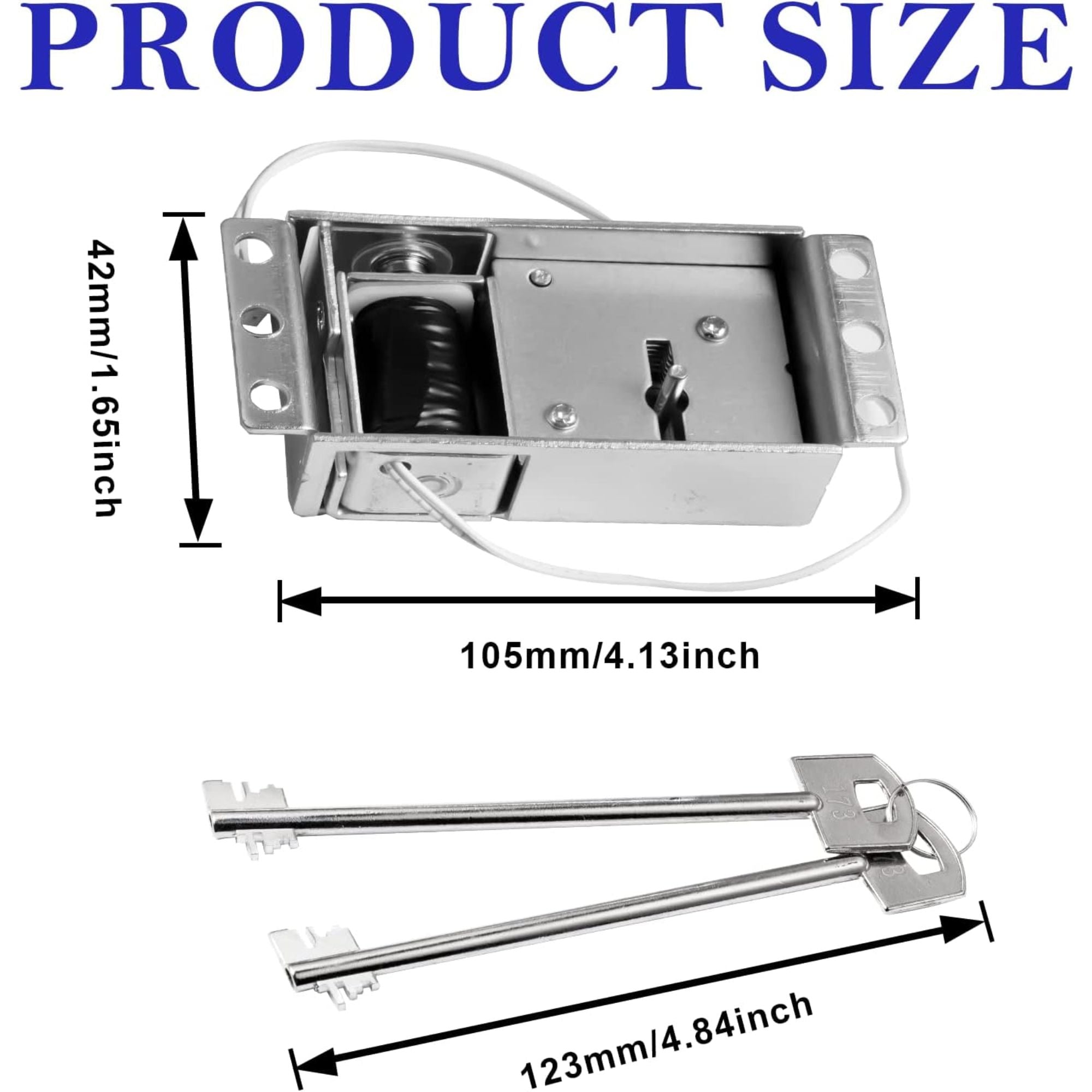 WAH YUE HING Electromagnetic Solenoid Safe Lock Replacement with 2 Override Keys - Nickel