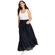 And Now This Women's Plus Size Cotton Ruffled Smocked Maxi Skirt – Black, Size - XS