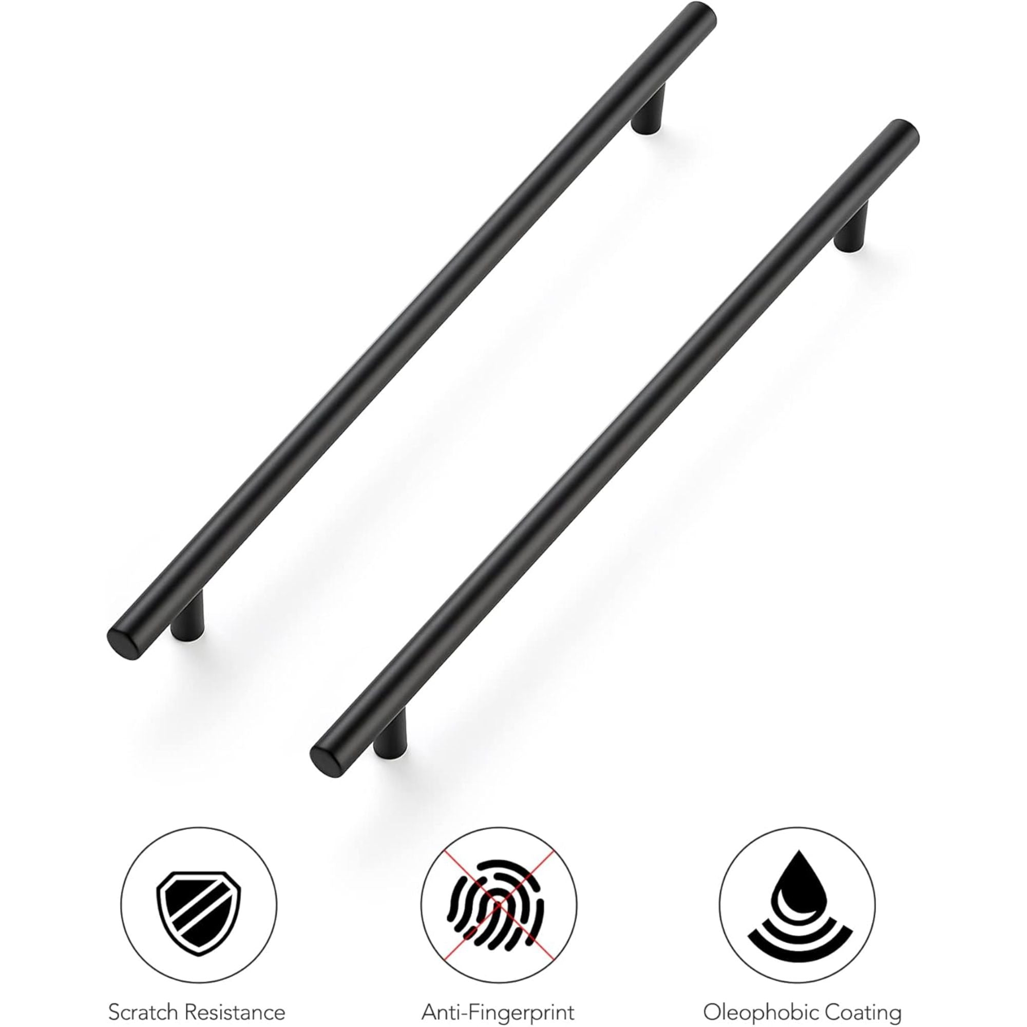 Ravinte 10 Inch Cabinet Handles – Matte Black Stainless Steel, 12.5" Length, 10" Hole Center, 20-Pack