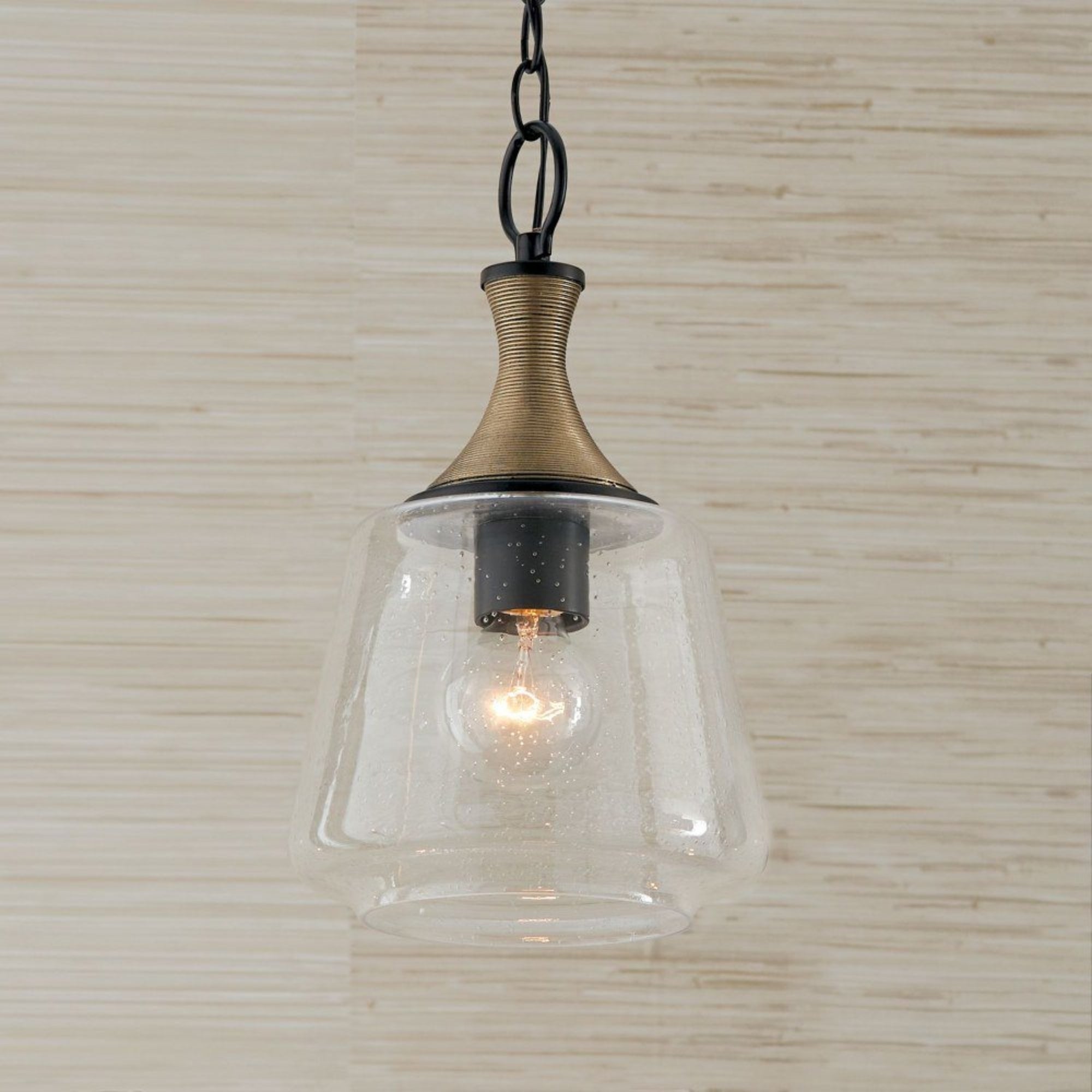 Capital Lighting Amara 9-Inch Mini Pendant in Matte Black and Brass